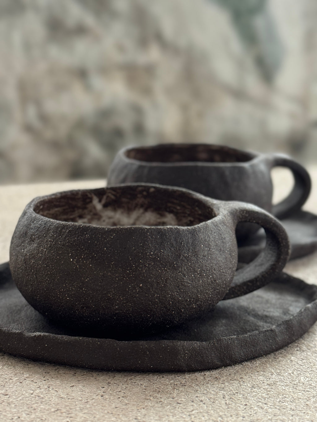 Deep umber cappuccino set