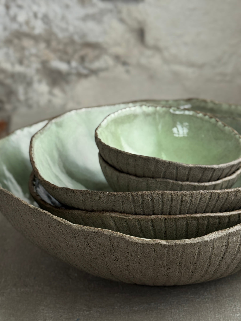 Sage on Stone Bowl Set
