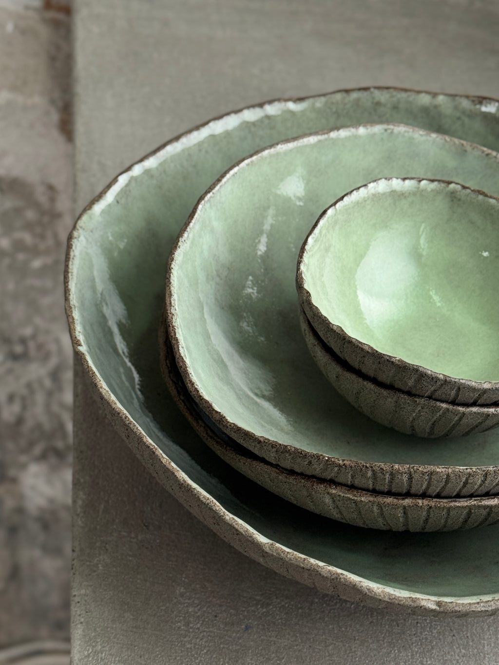 Sage on Stone Bowl Set